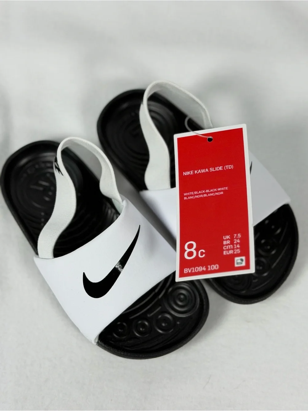 New Nike Kawa Slide (TD) Toddler Sandals - White/Black Size 8c